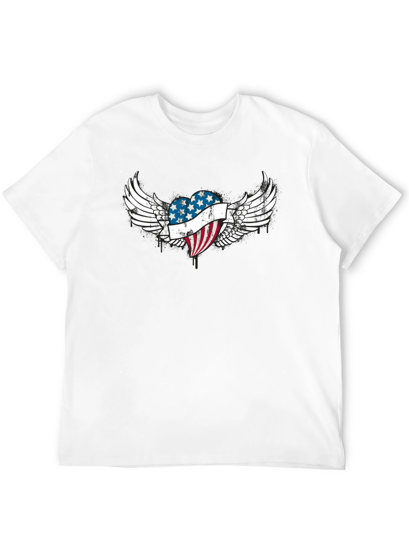 Patriotic Heart Wings T-Shirt - USA Flag Graphic Tee