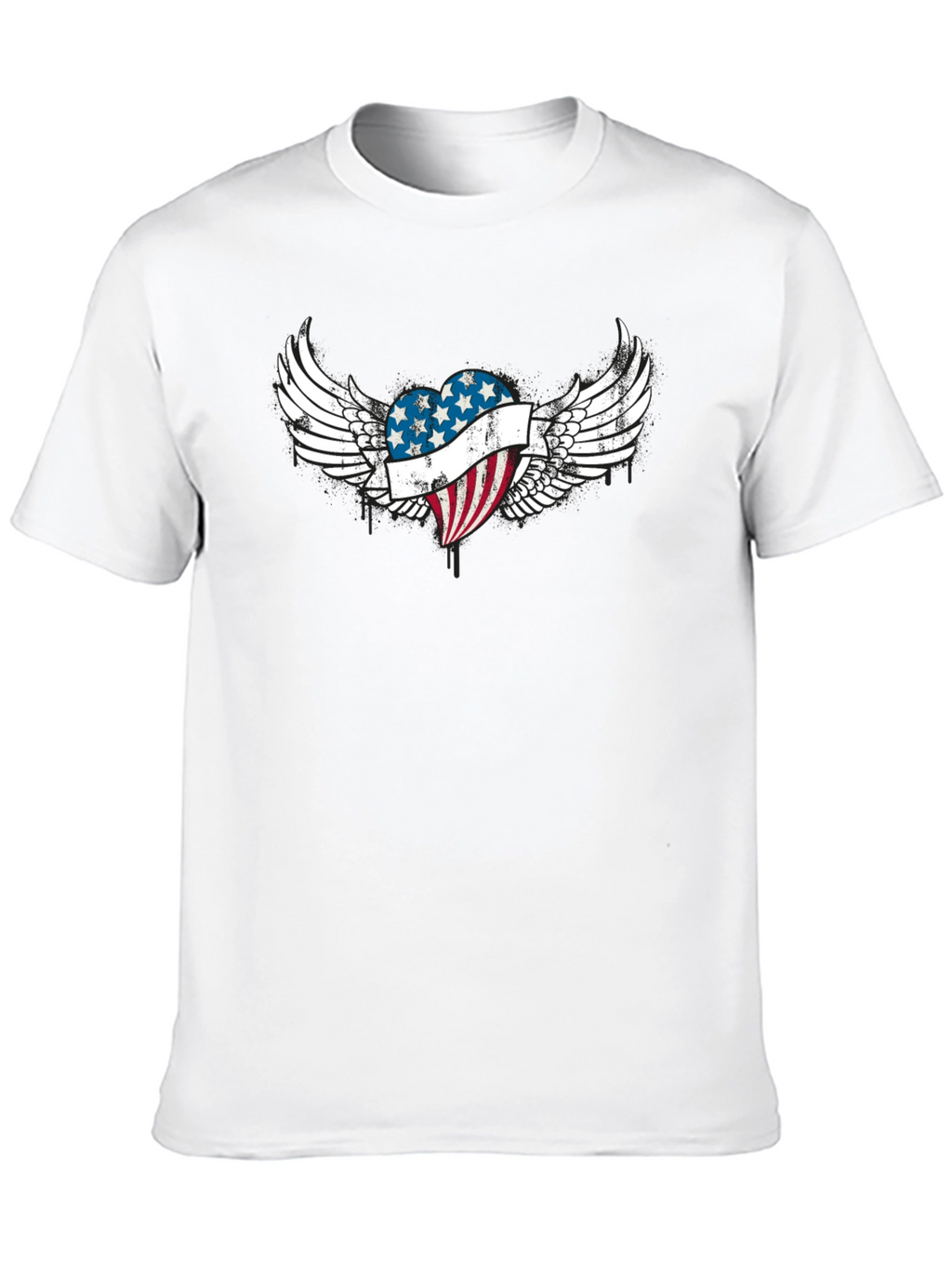 Patriotic Heart Wings T-Shirt - USA Flag Graphic Tee