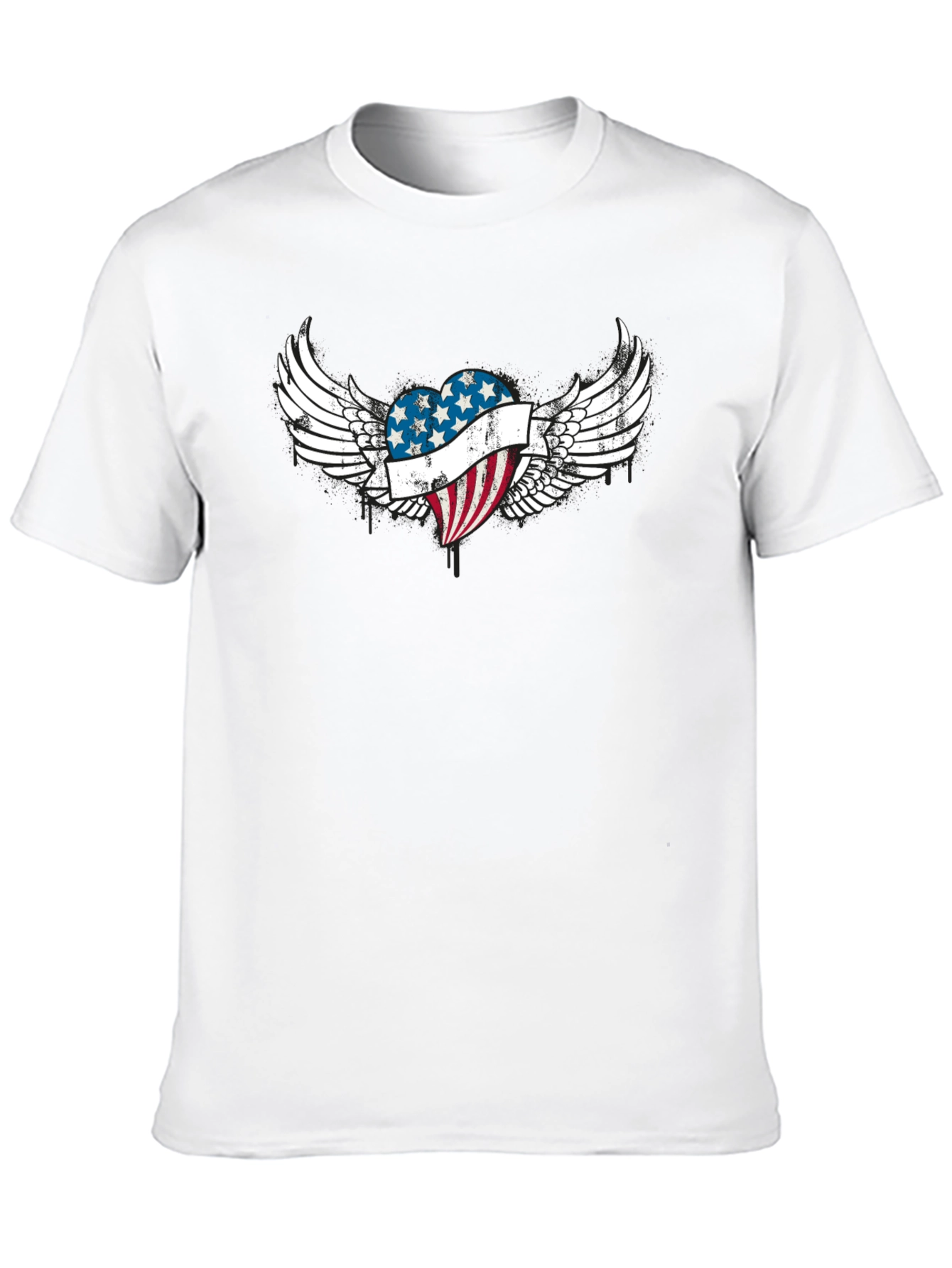 Patriotic Heart Wings T-Shirt - USA Flag Graphic Tee