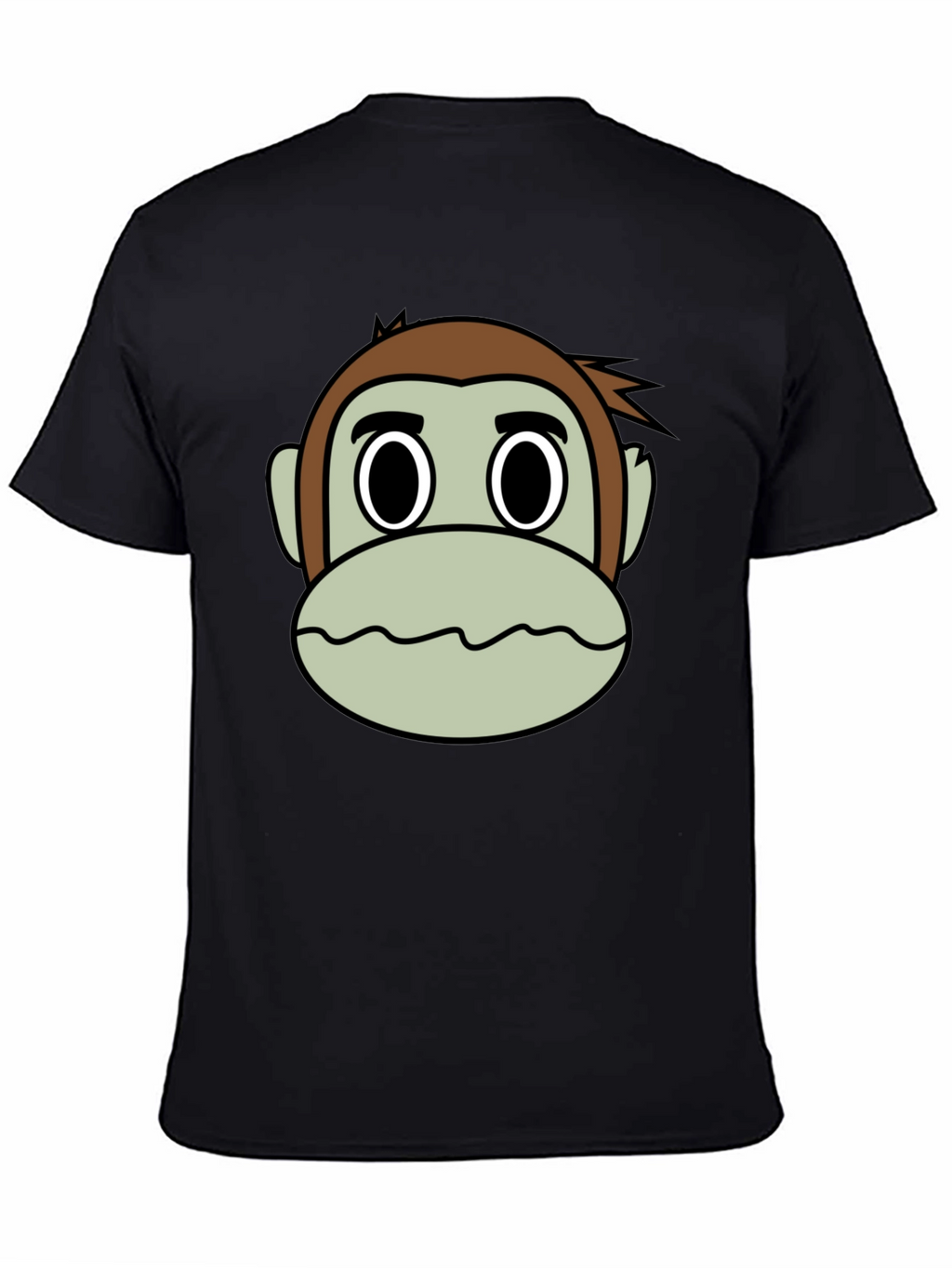 Cartoon Monkey Face Black T-Shirt