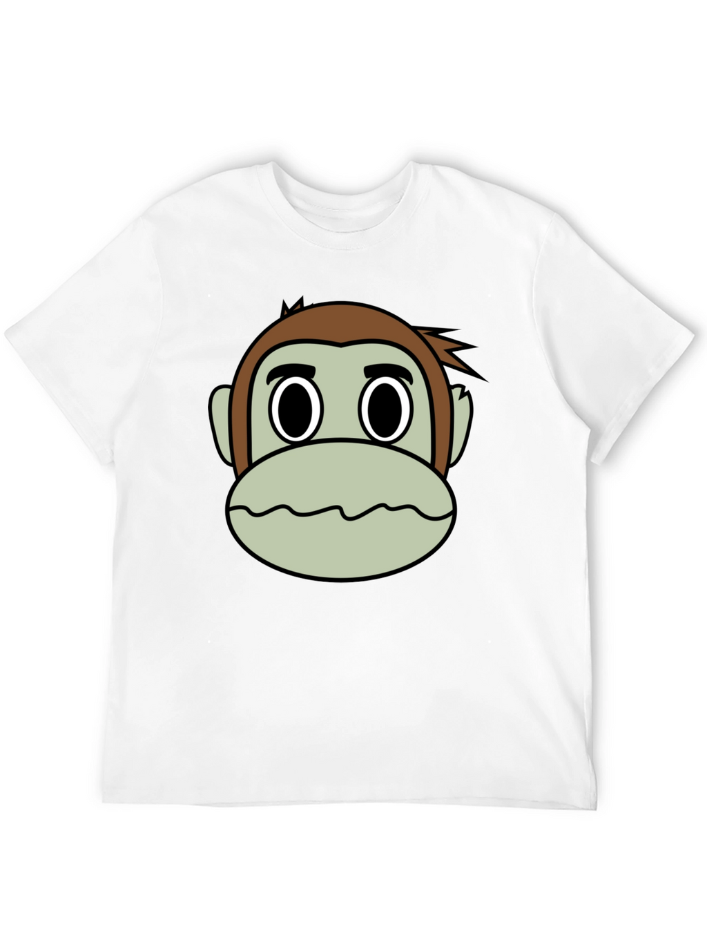 Cartoon Monkey Face Black T-Shirt