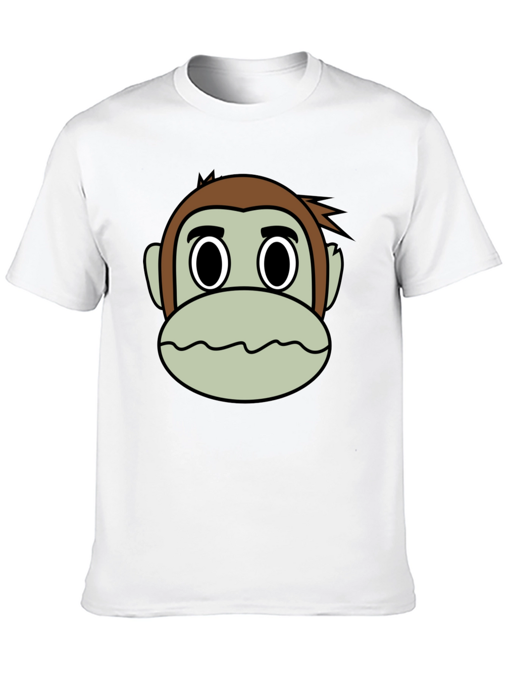 Cartoon Monkey Face Black T-Shirt