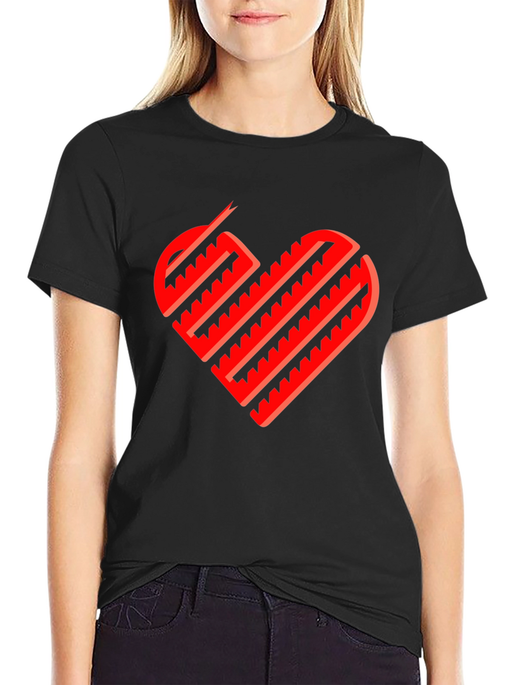 Heart Lines Black T-Shirt