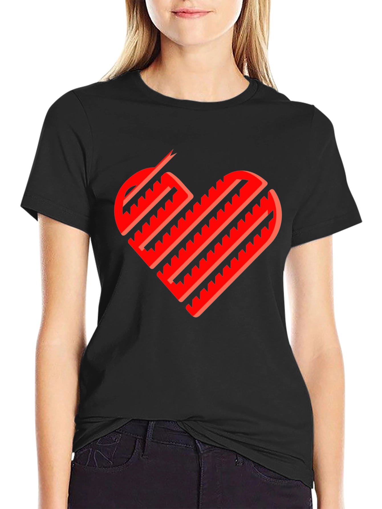 Heart Lines Black T-Shirt