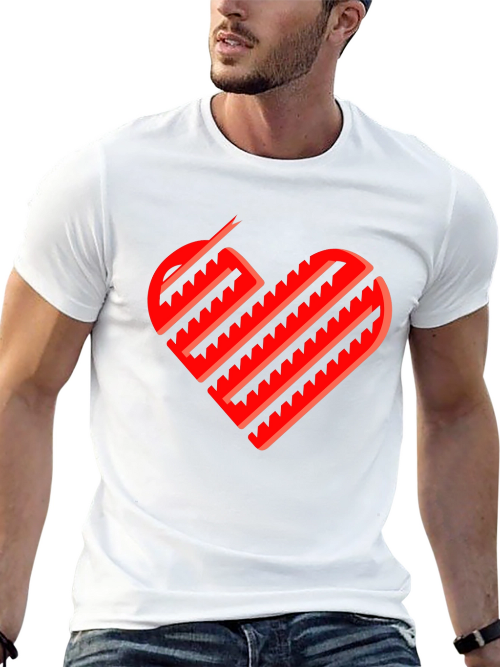 Heart Lines Black T-Shirt