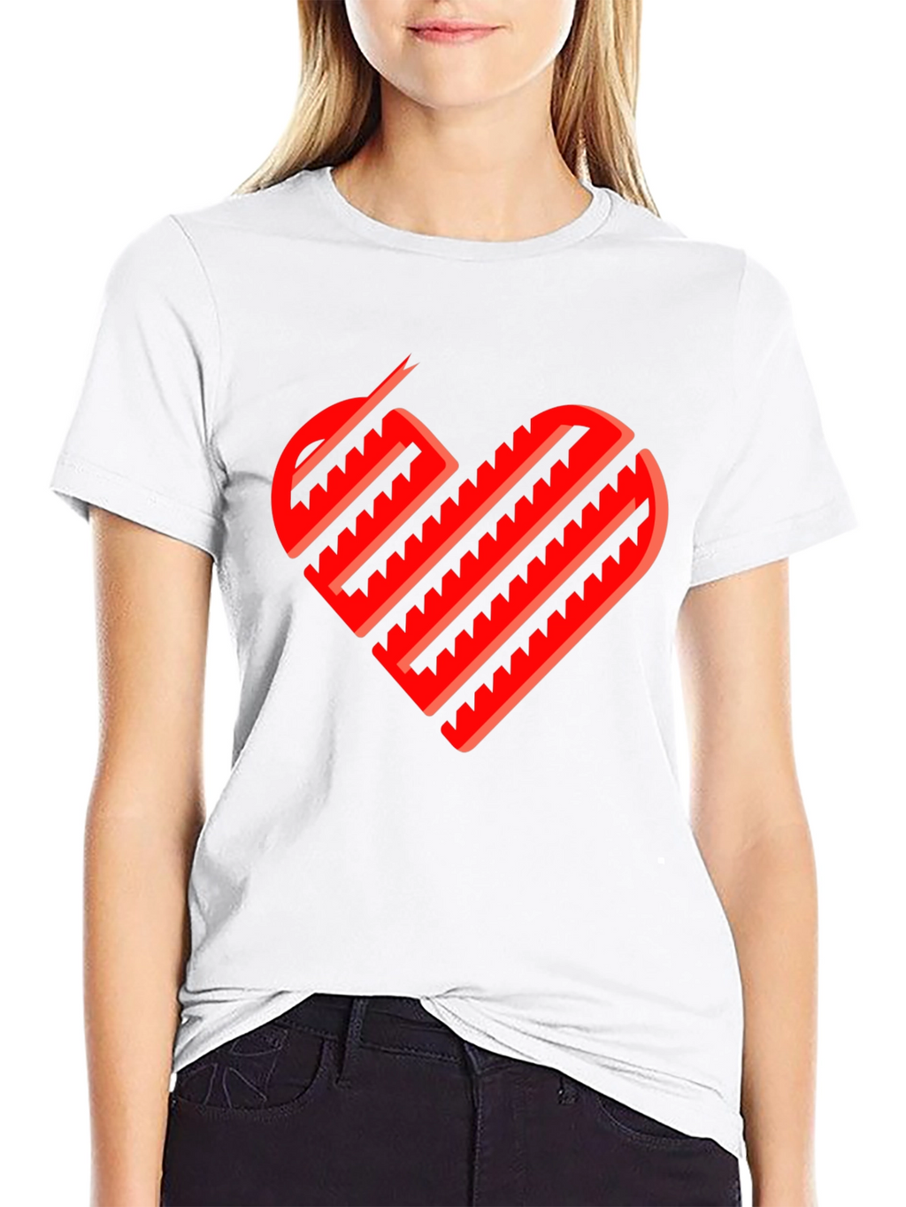 Heart Lines Black T-Shirt