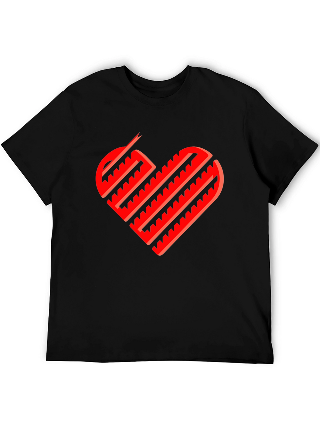 Heart Lines Black T-Shirt
