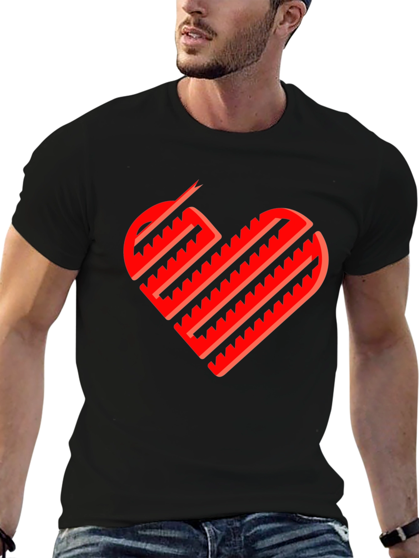 Heart Lines Black T-Shirt