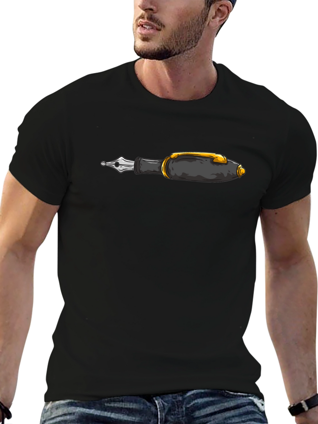 Fountain Pen Graphic Black T-Shirt