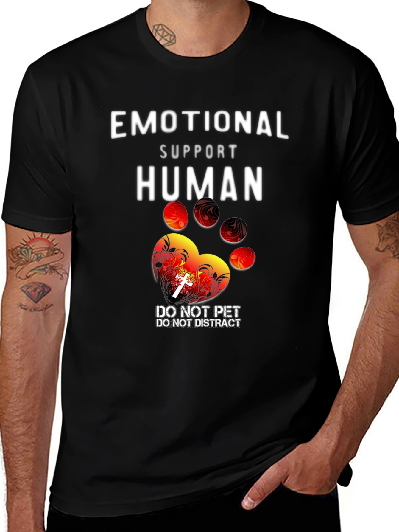 Emotional Support Human Paw Print Graphic Tee