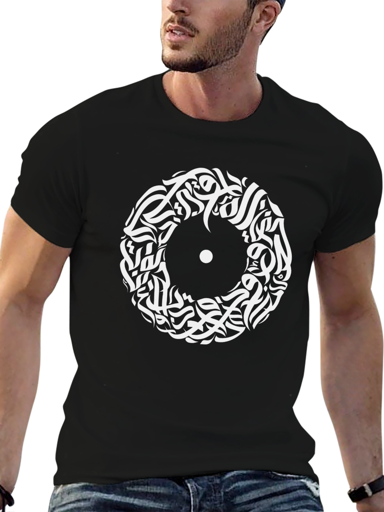Abstract Arabic Calligraphy Black T-Shirt