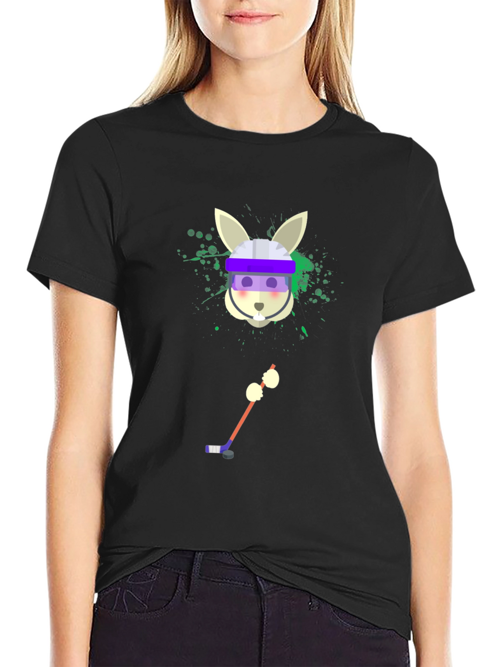 Hockey Rabbit T-Shirt - Unique Graphic Tee