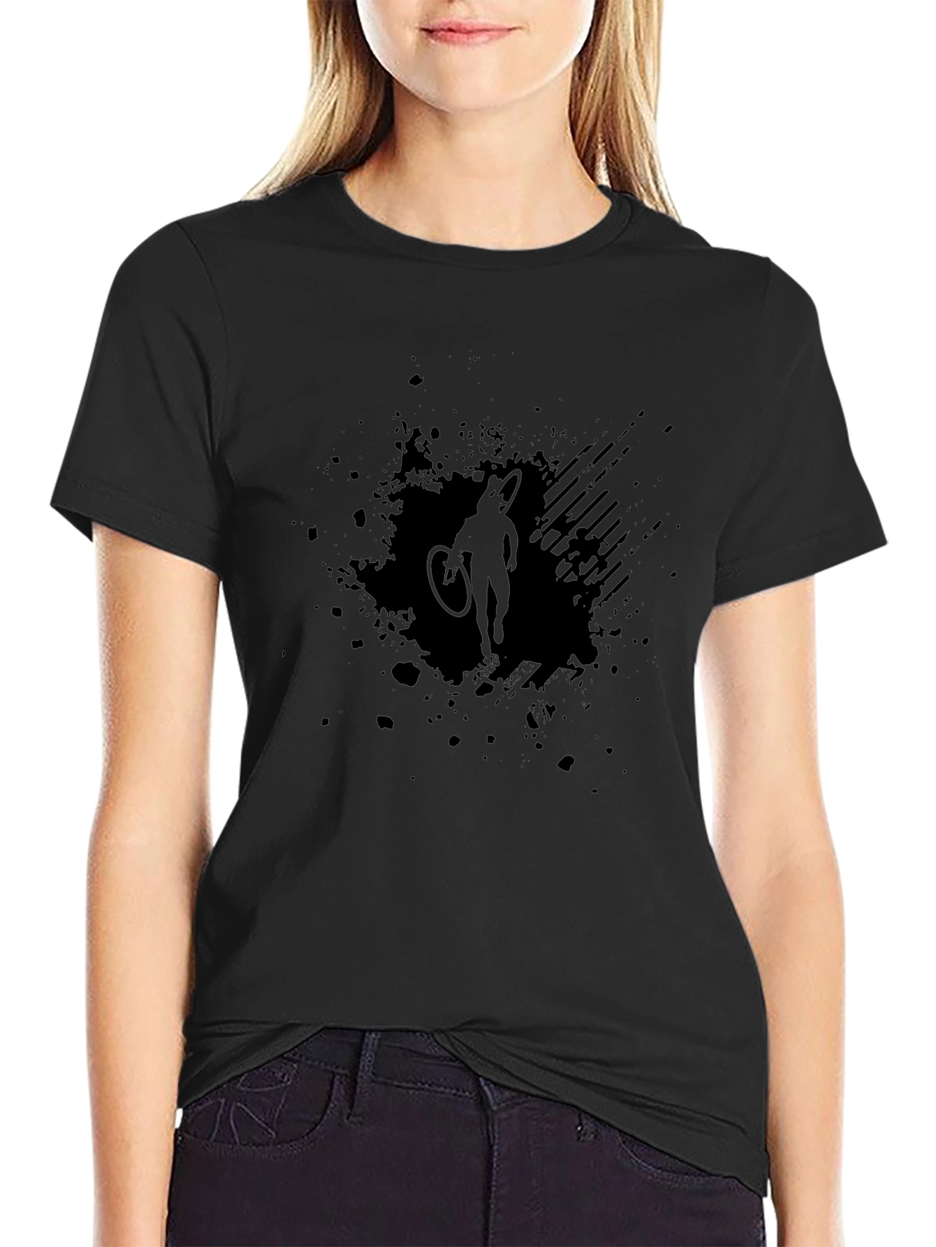 Black Cycling Silhouette Graphic T-Shirt
