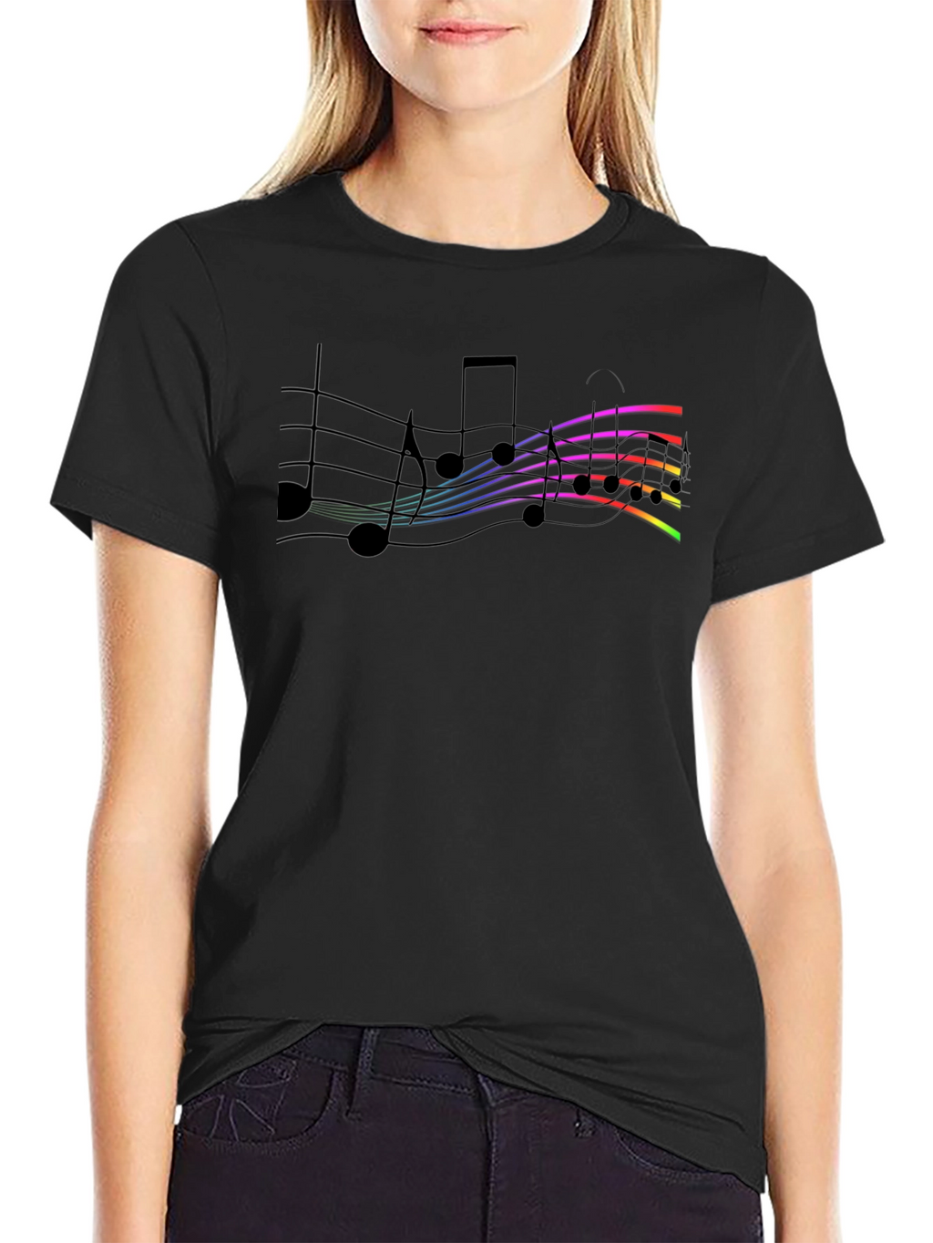 Rainbow Music Notes Graphic Tee