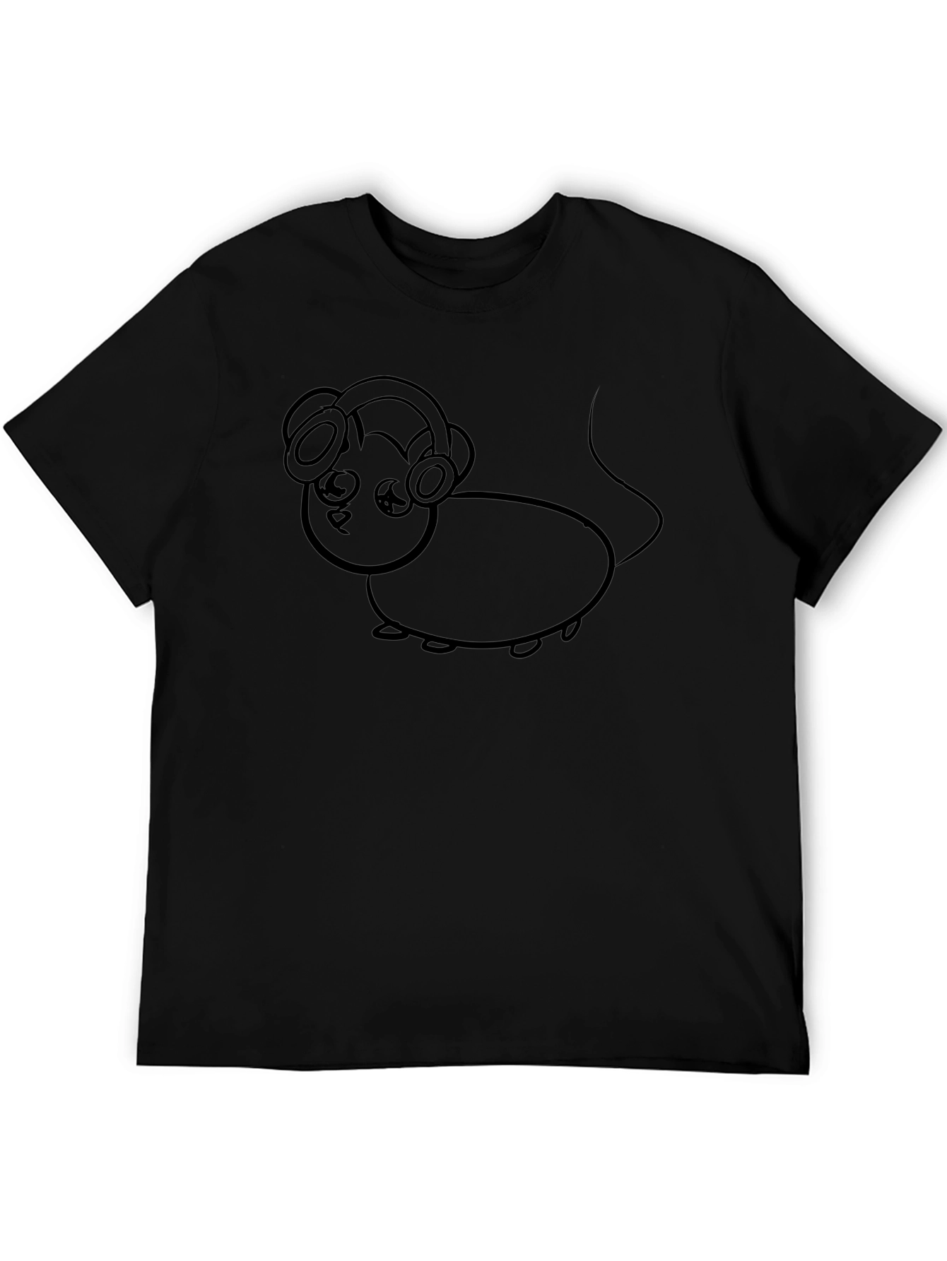 Mouse with Headphones Graphic Tee - Black