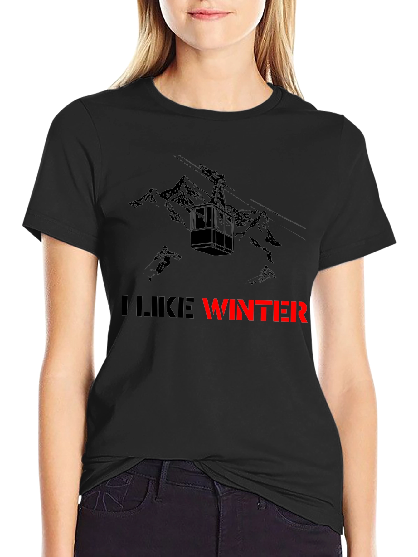I Like Winter Graphic Tee - Black