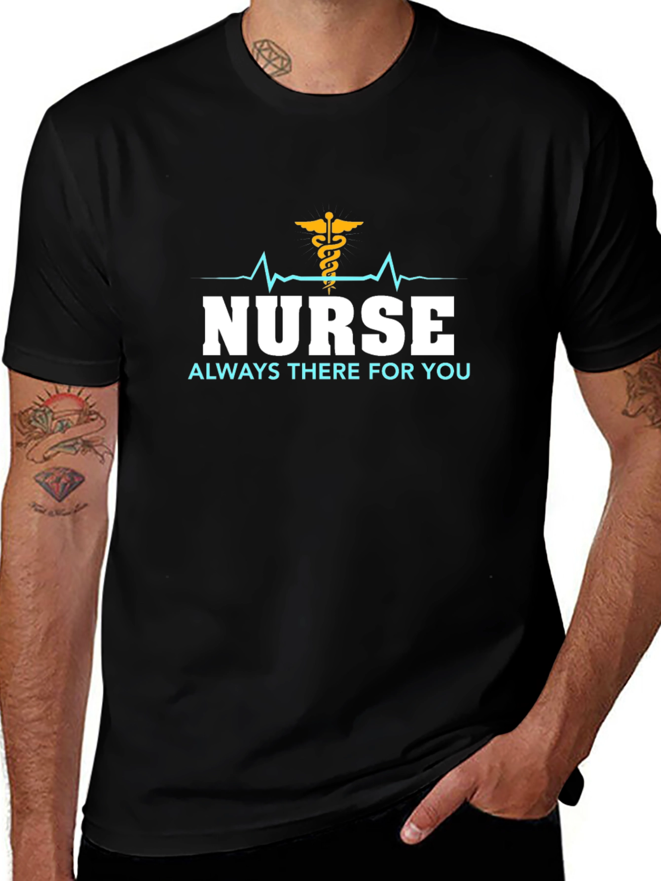 Nurse Always There T-Shirt - Black Cotton Tee
