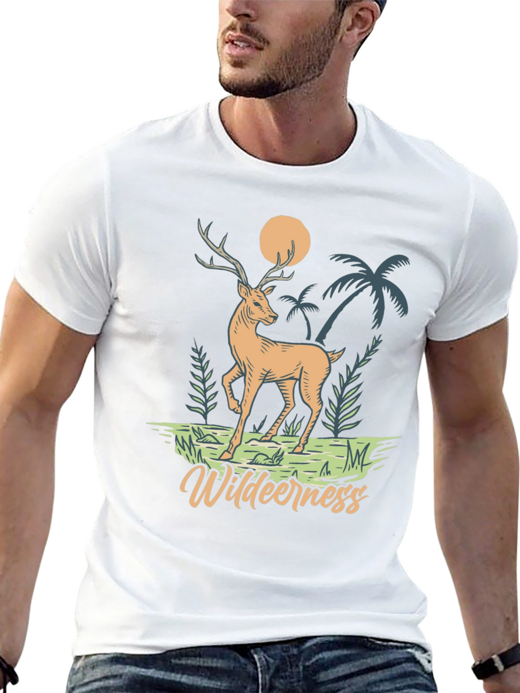 Wilderness Deer Graphic T-Shirt - Nature Inspired Design