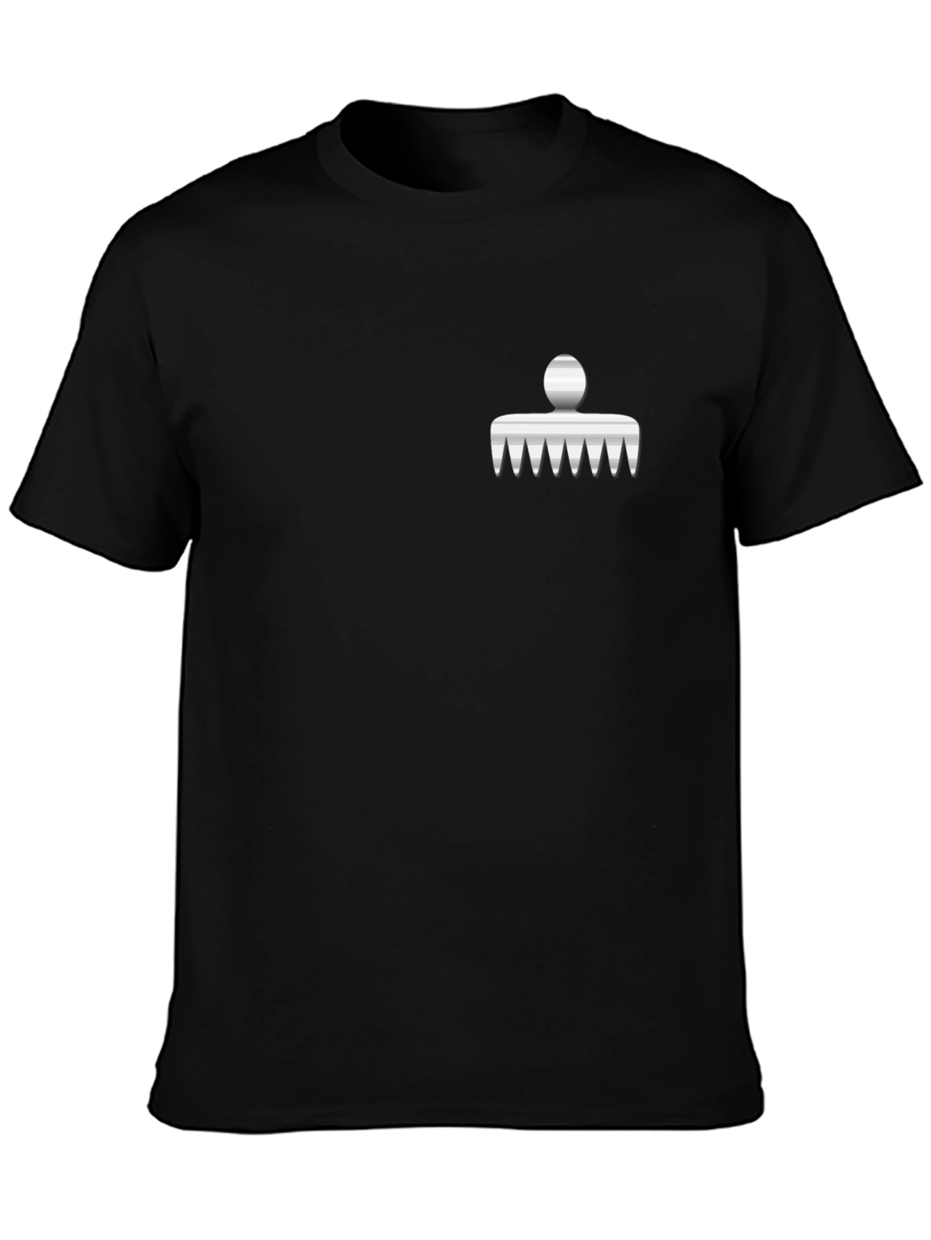 Mens Black Graphic Tee with Comb Design