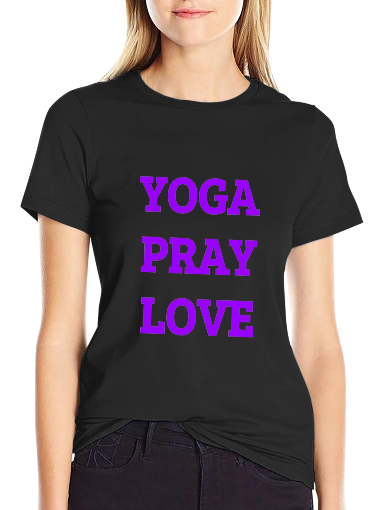 Yoga Pray Love Graphic Tee - Black Casual T-Shirt