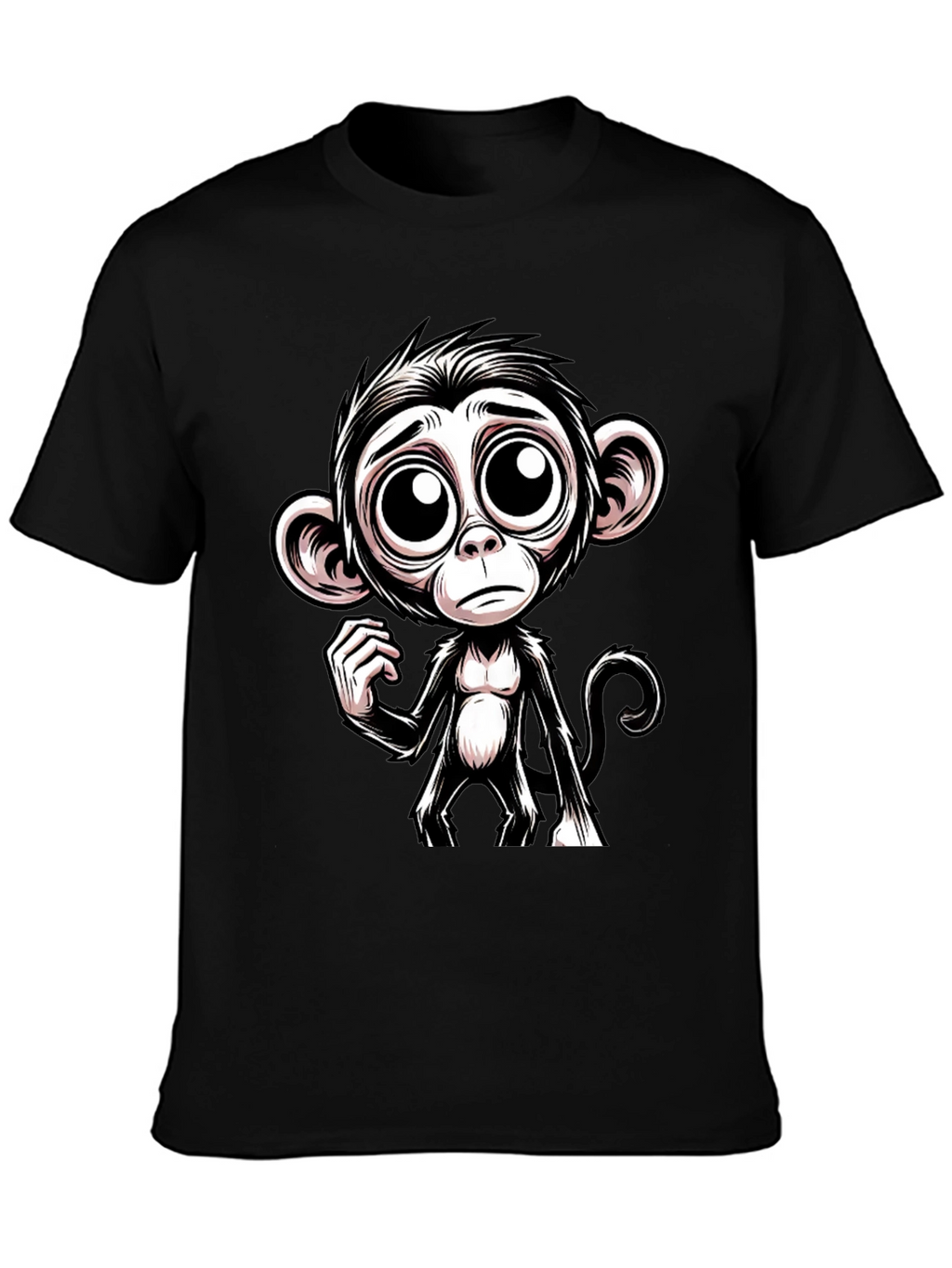 Sad Monkey Graphic Tee - Black Cotton T-Shirt