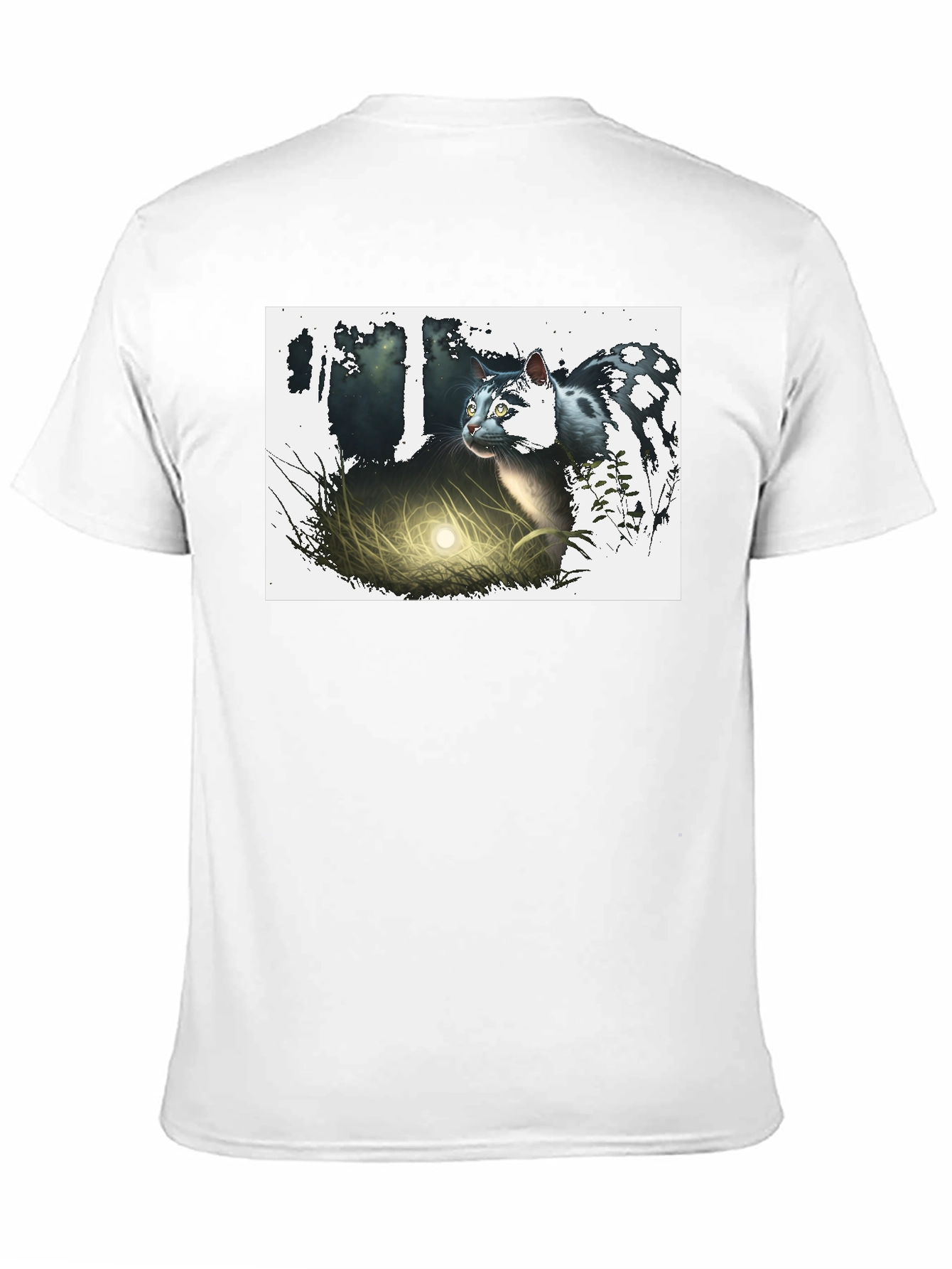 Mystic Cat Graphic Tee - Black Cotton T-Shirt