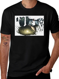 Mystic Cat Graphic Tee - Black Cotton T-Shirt