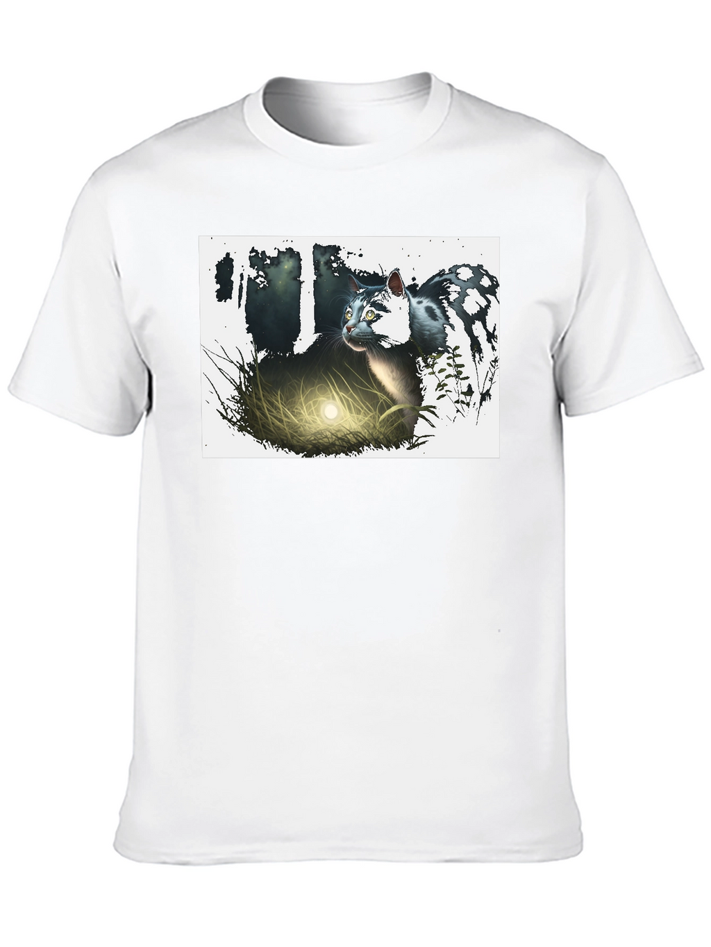Mystic Cat Graphic Tee - Black Cotton T-Shirt