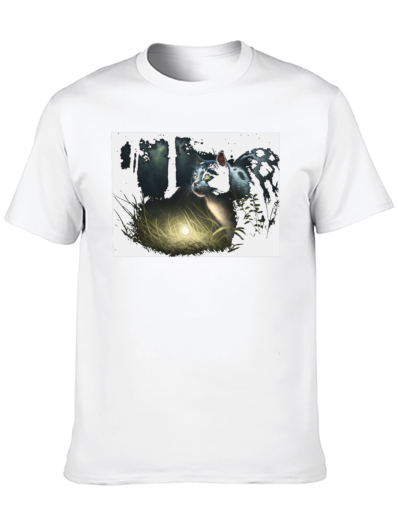 Mystic Cat Graphic Tee - Black Cotton T-Shirt