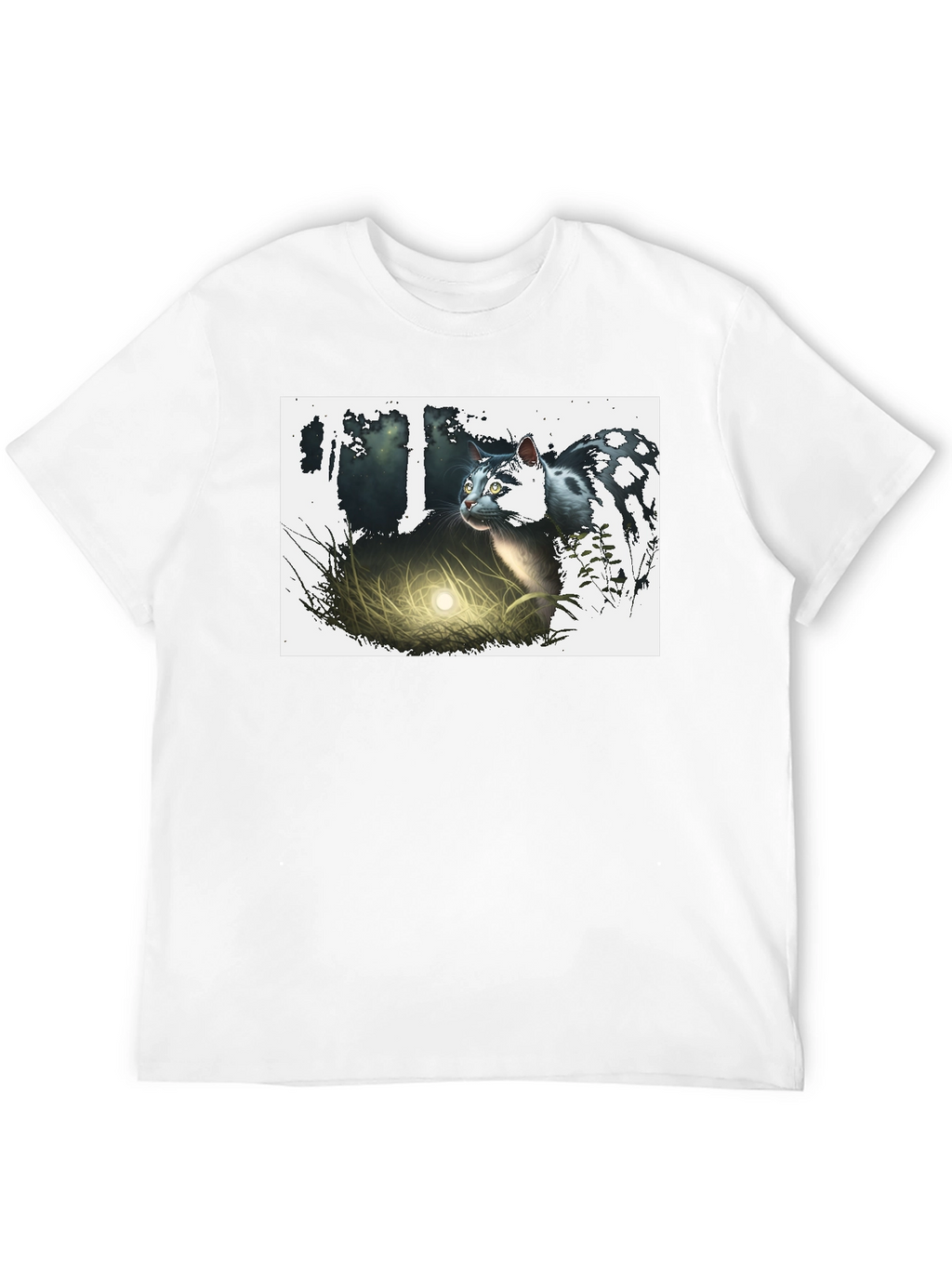 Mystic Cat Graphic Tee - Black Cotton T-Shirt