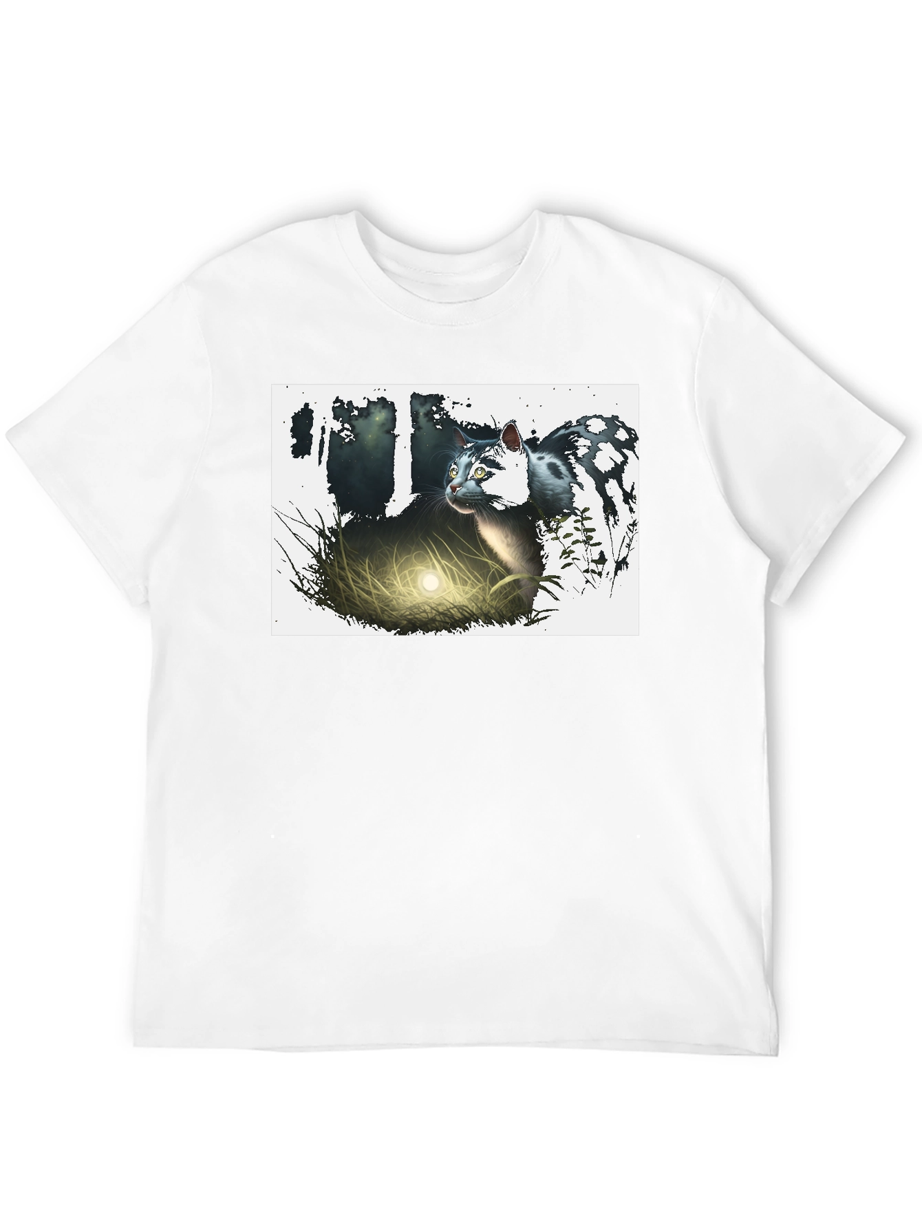 Mystic Cat Graphic Tee - Black Cotton T-Shirt