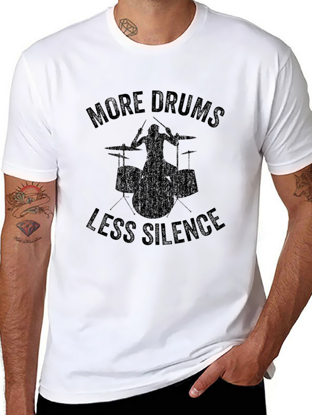 More Drums Less Silence Black Graphic T-Shirt