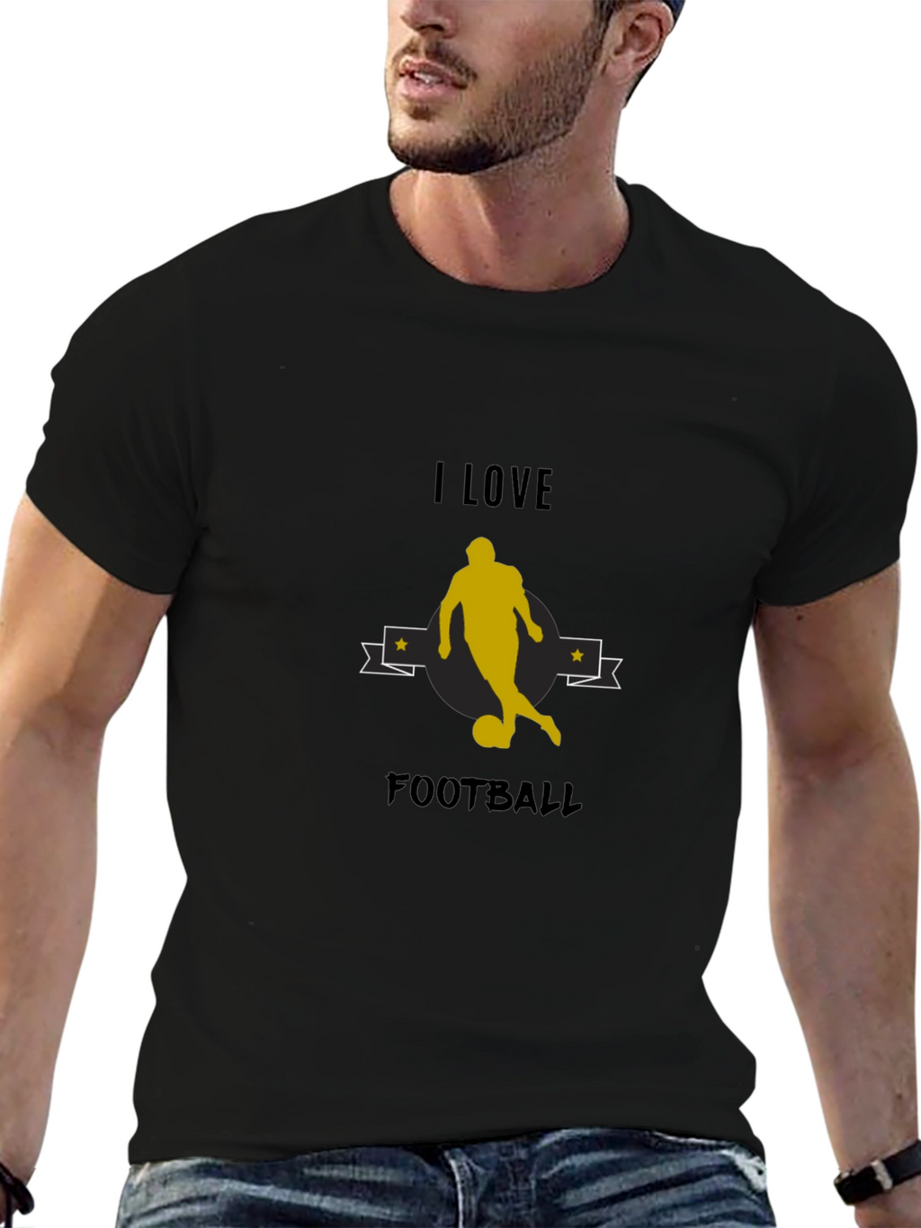 I Love Football Graphic Tee - Black
