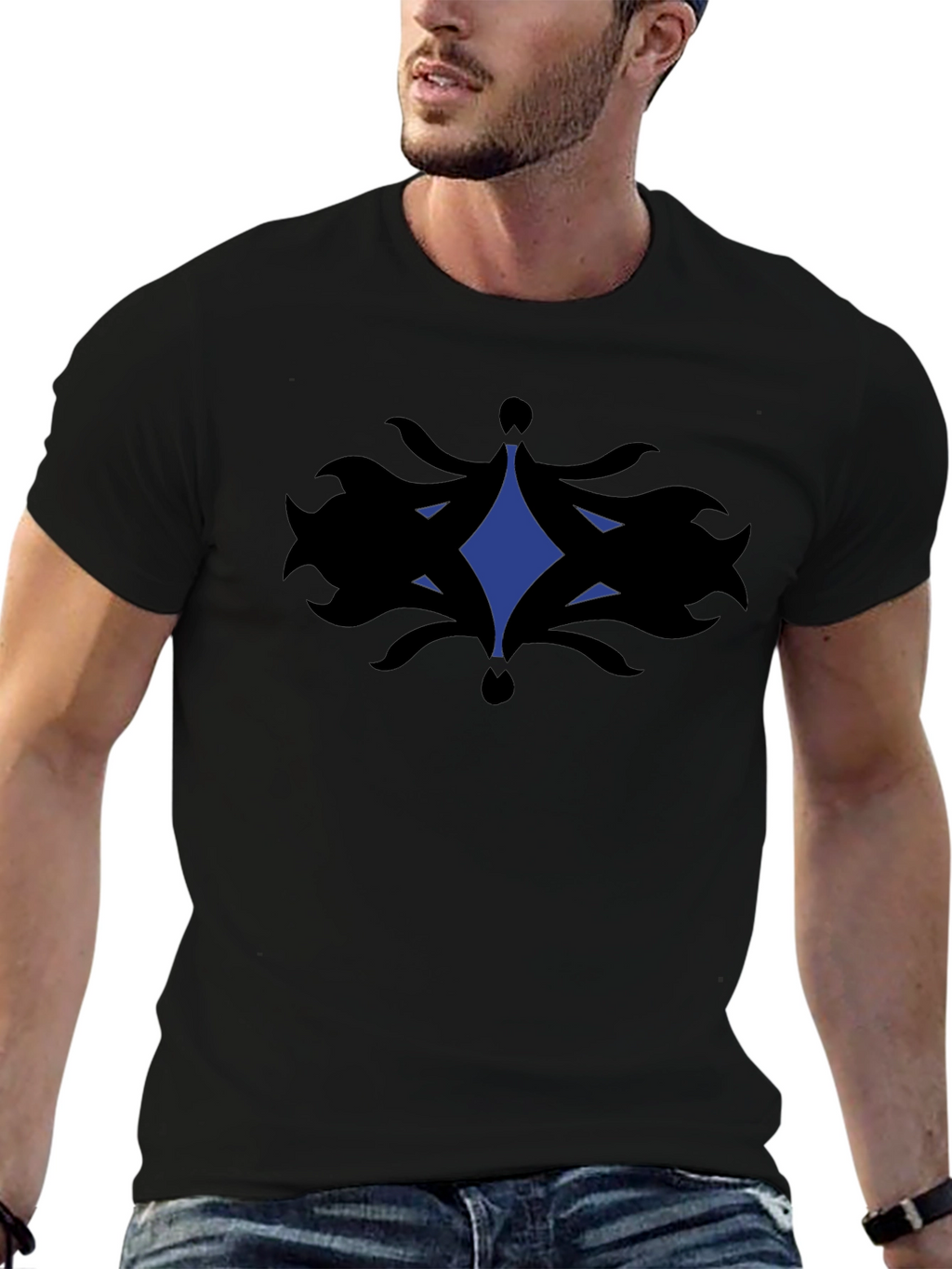 Abstract Graphic Tee - Black Cotton Comfort