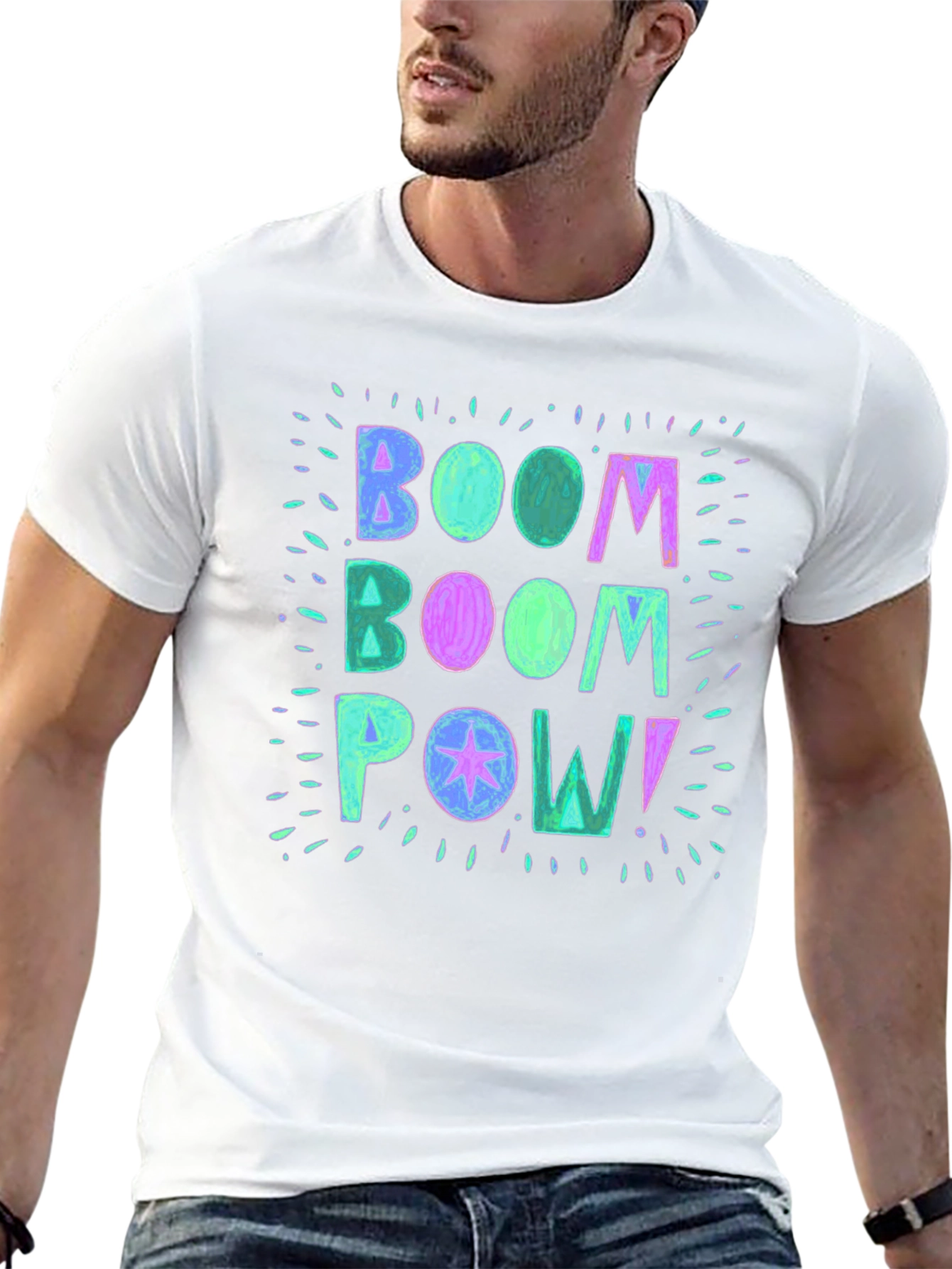 Boom Pow! Graphic Print Black T-Shirt