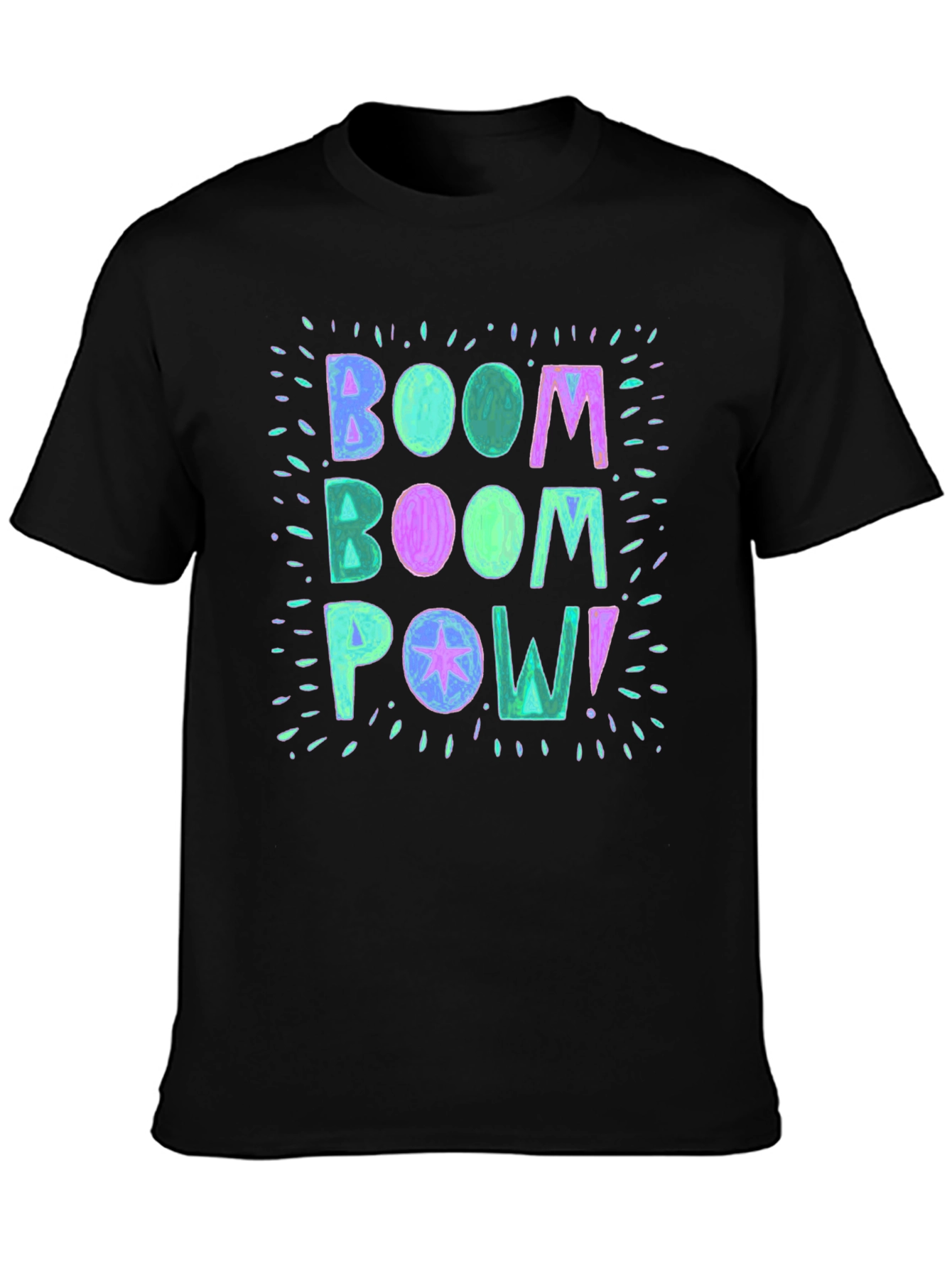 Boom Pow! Graphic Print Black T-Shirt
