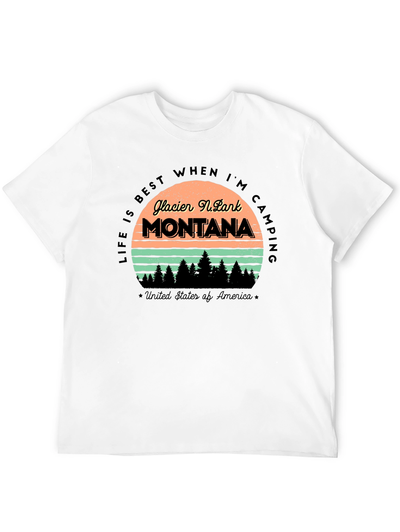 Glacier National Park Montana Camping T-Shirt