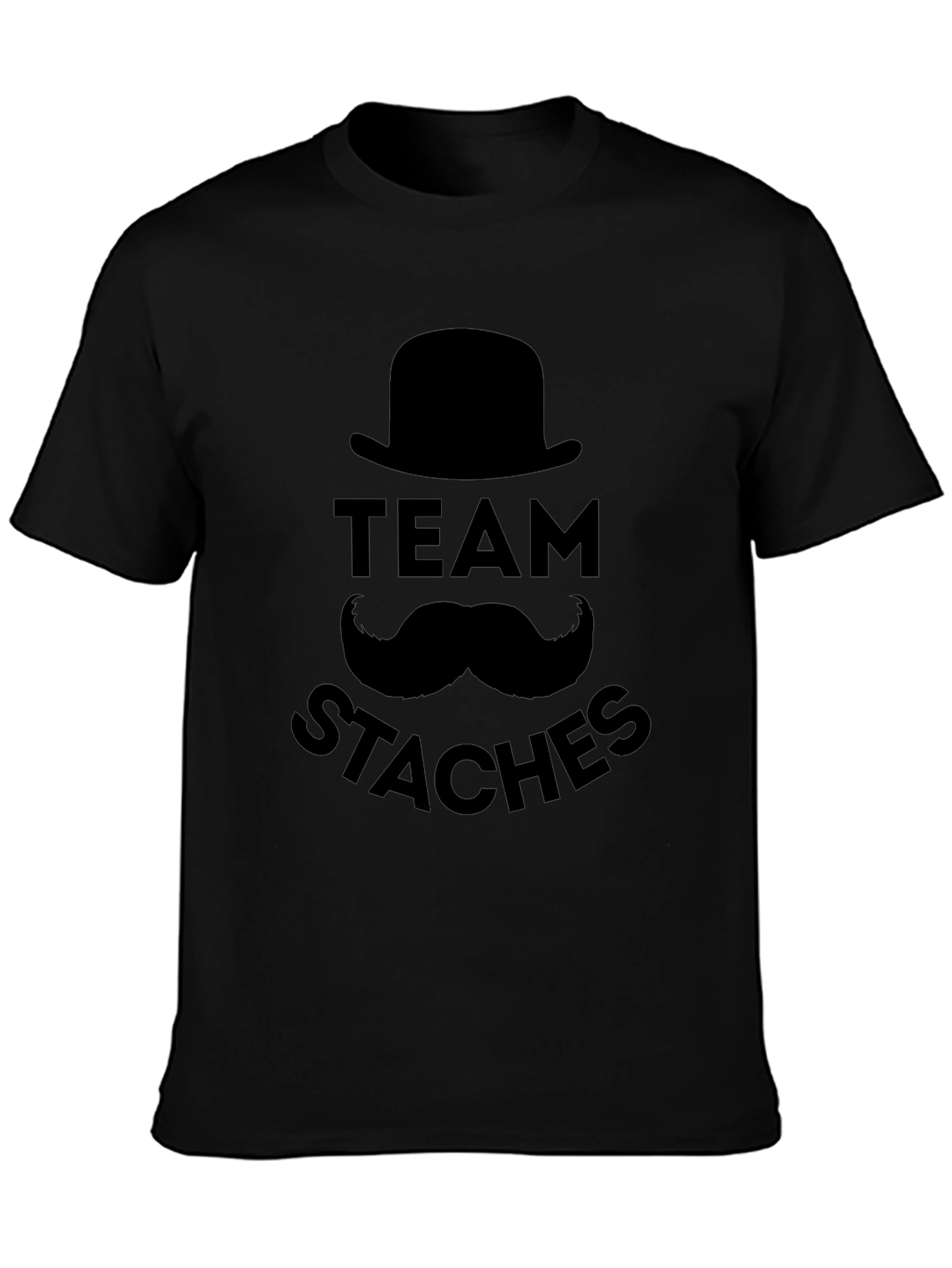 Team Staches Graphic Print Black T-Shirt