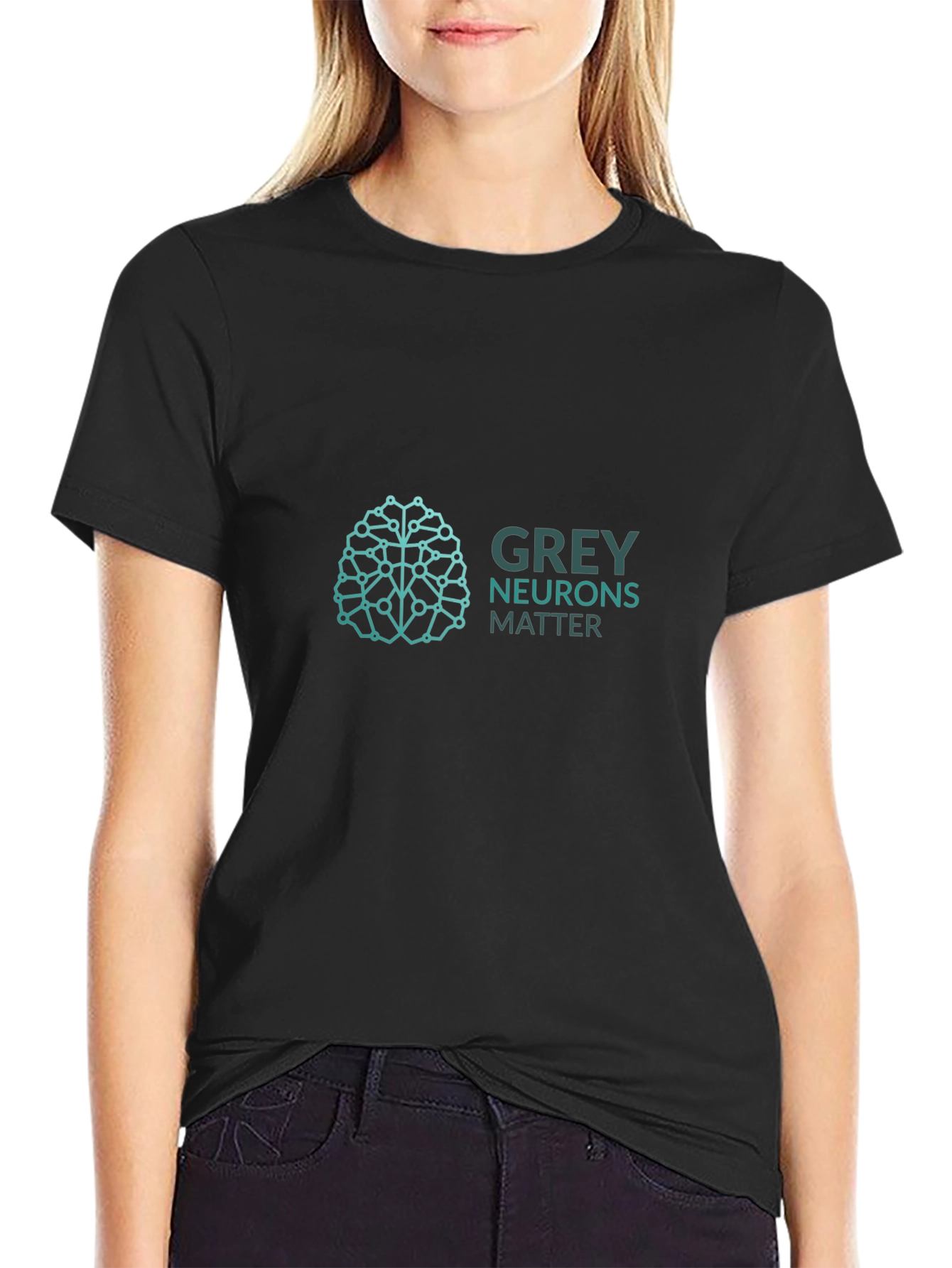 Grey Neurons Matter Graphic T-Shirt - Black