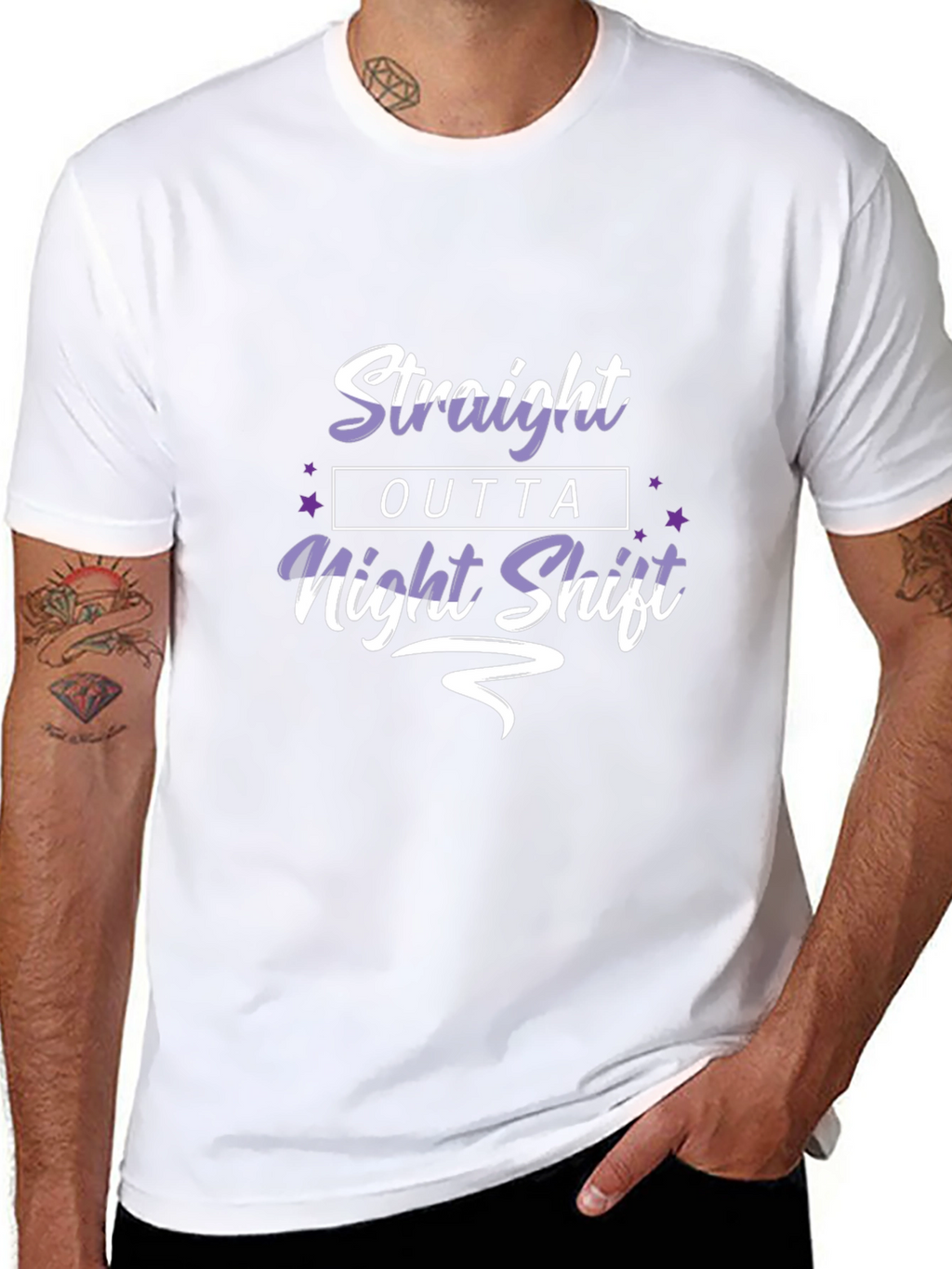 Straight Outta Night Shift Black Graphic Tee