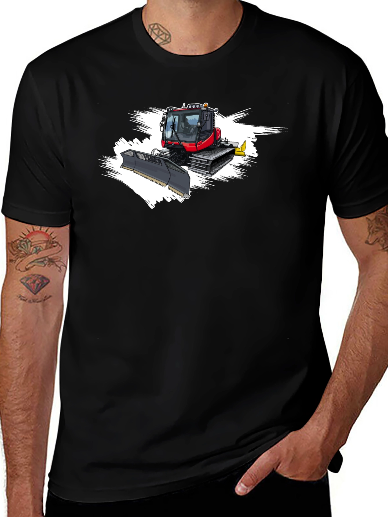 Snow Groomer Graphic Tee - Black Cotton Shirt