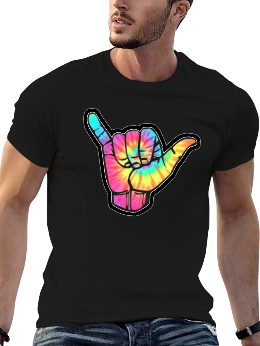 Tie-Dye Shaka Sign Graphic Tee - Relaxed Fit