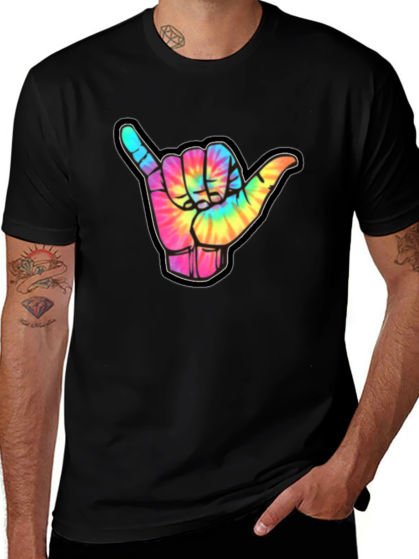 Tie-Dye Shaka Sign Graphic Tee - Relaxed Fit