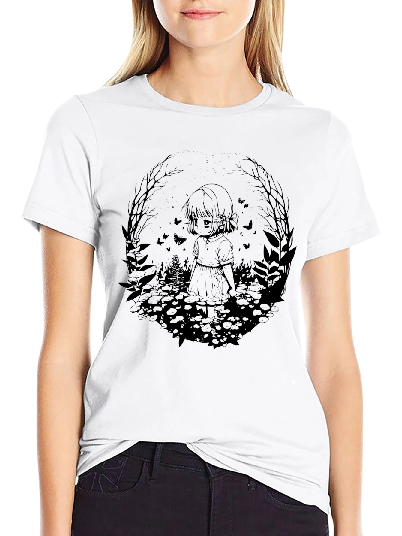 Gothic Anime Girl T-Shirt - Dark Aesthetic