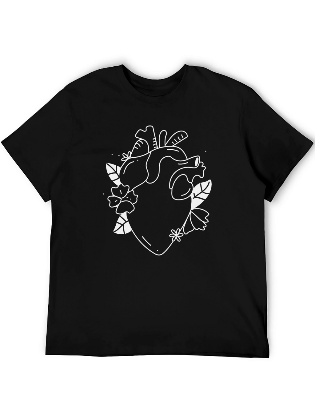 Floral Heart Graphic Tee - Black Unisex T-Shirt