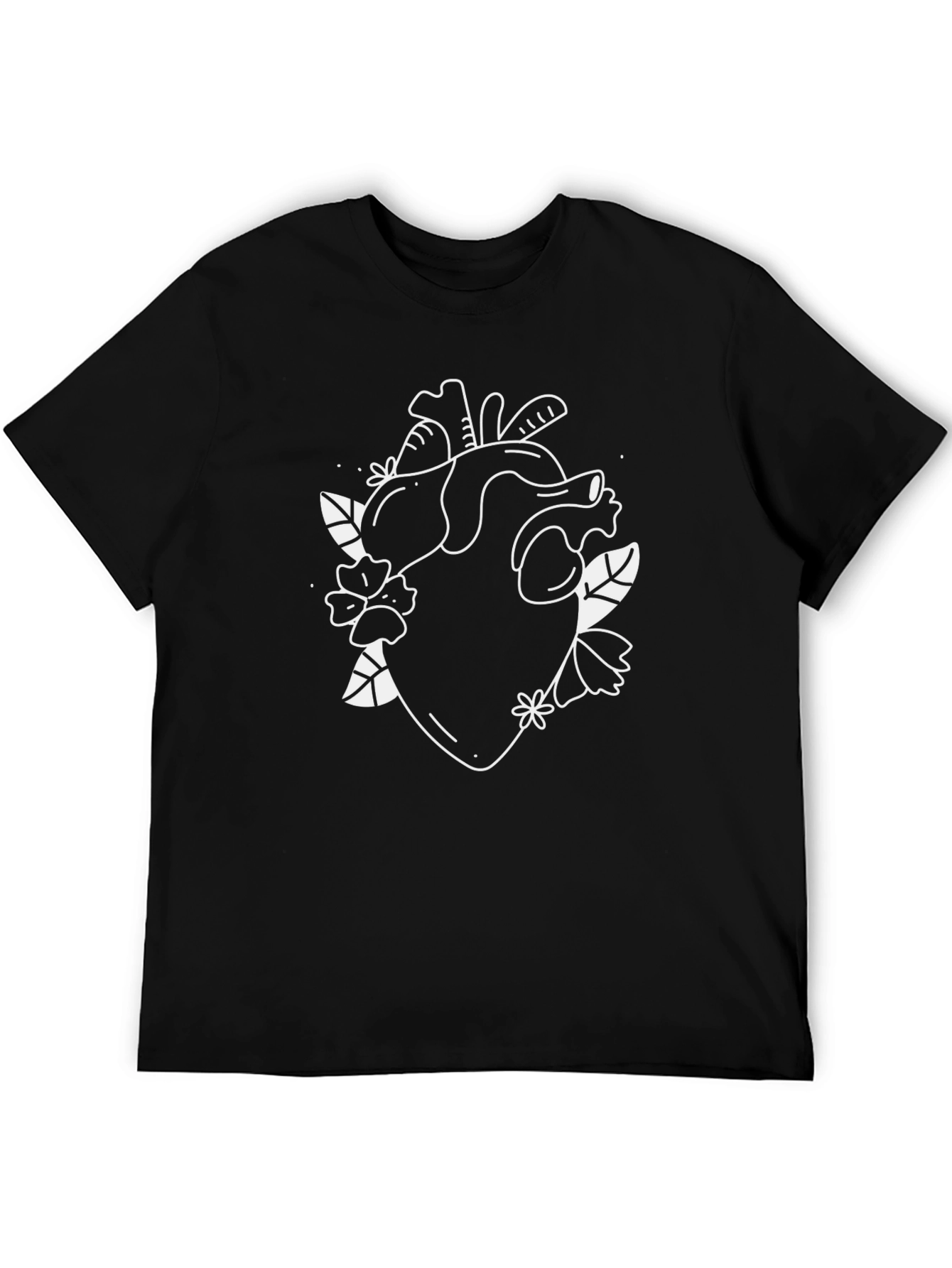 Floral Heart Graphic Tee - Black Unisex T-Shirt