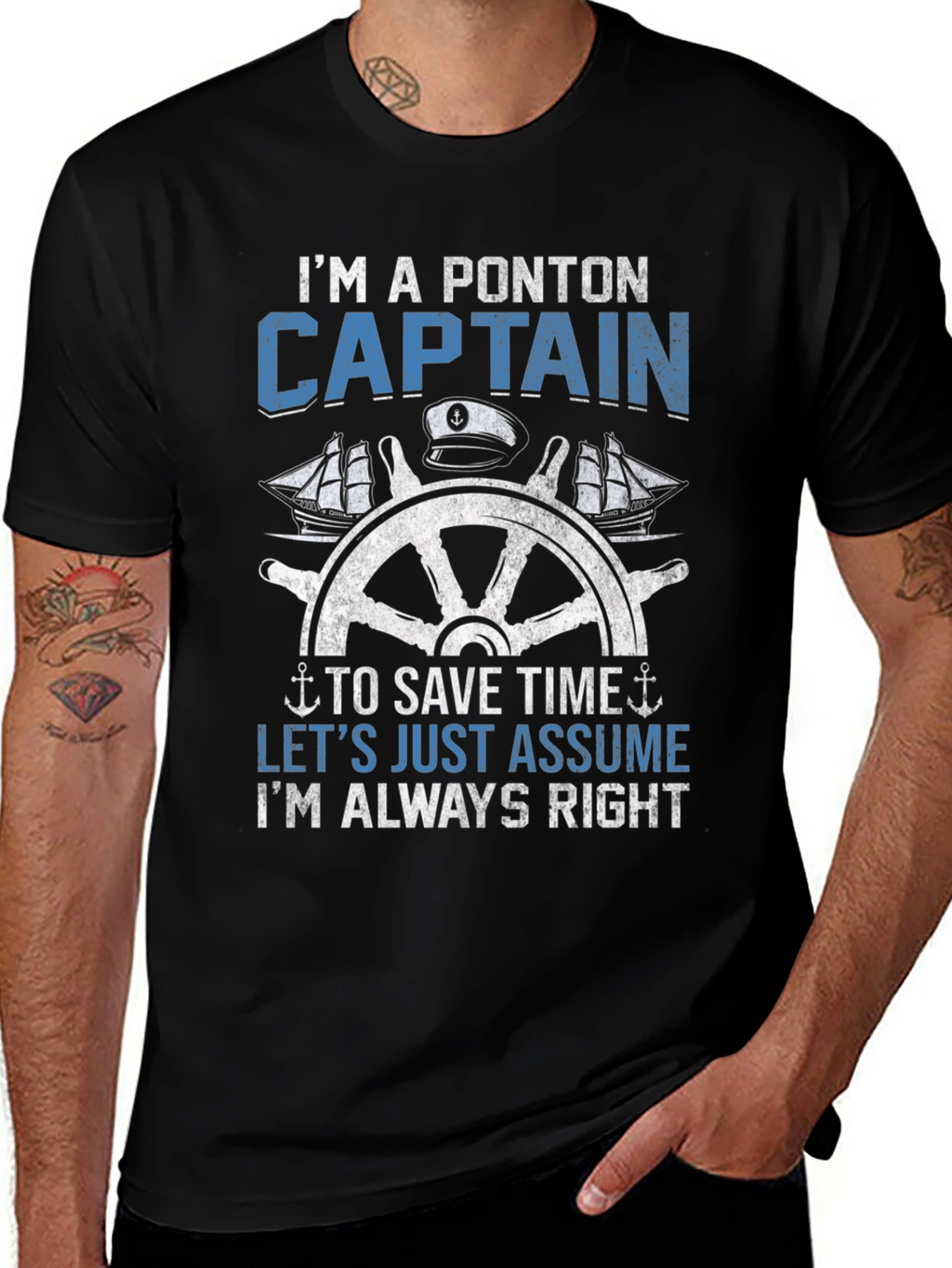 Pontoon Captain T-Shirt - Always Right Boating Tee