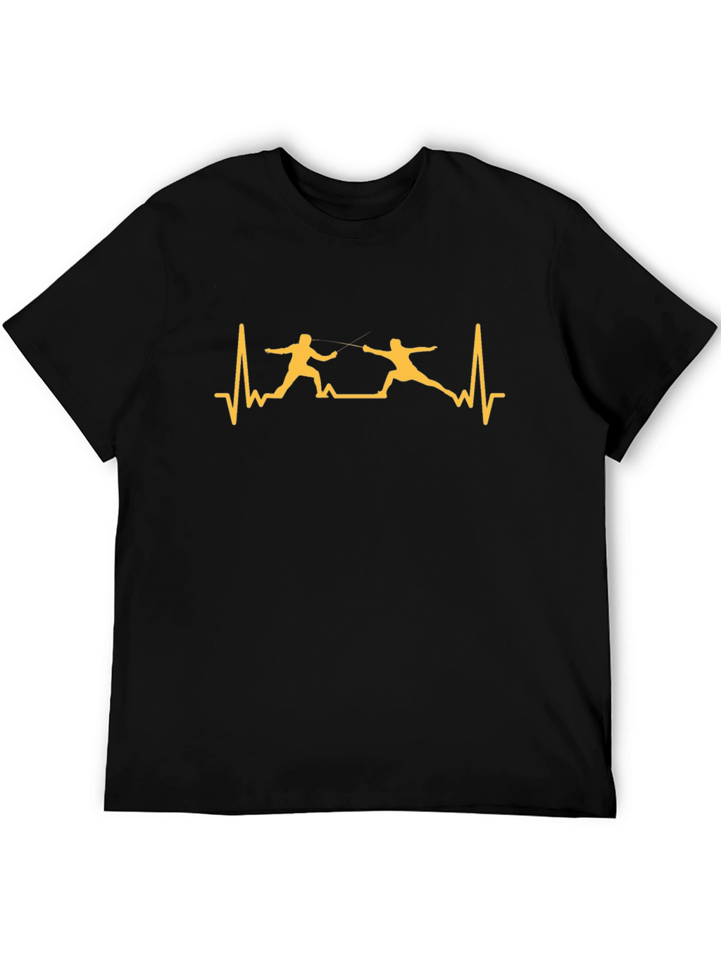 Fencing Heartbeat Graphic T-Shirt - Black