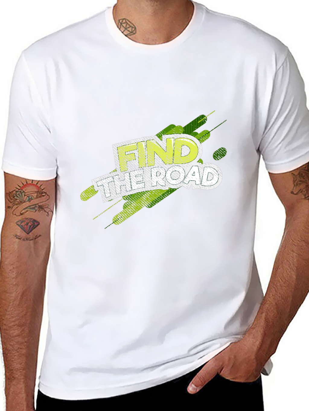 Find Your Road Graphic T-Shirt - Black Casual Tee