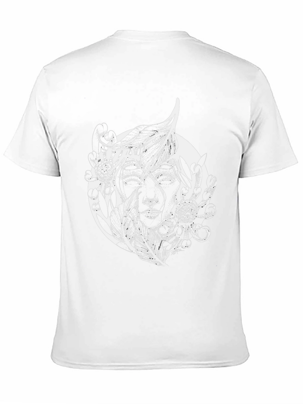 Black T-Shirt with Abstract Floral Face Design